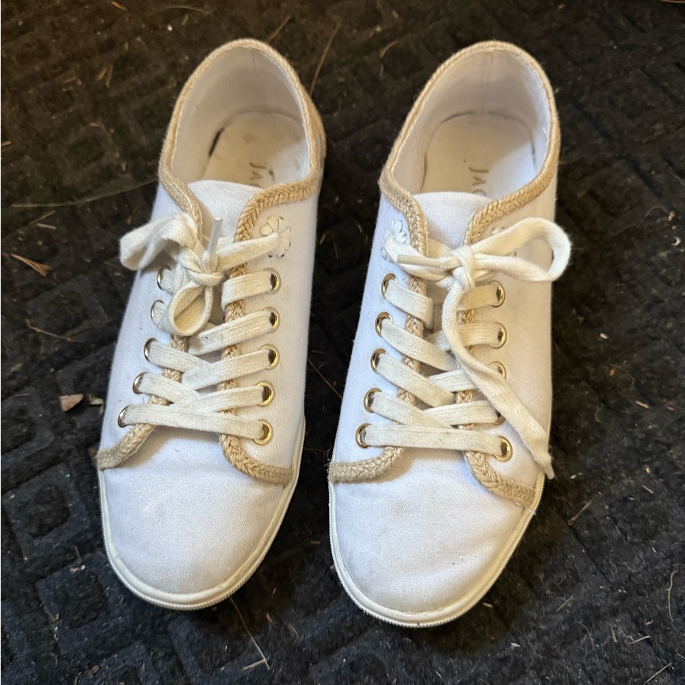 Jack Roger White Sneakers with Gold/straw Details